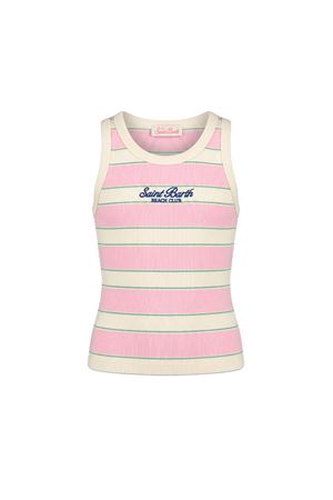 Canotta a righe rosa in cotone SAINT BARTH KIDS | BLUE00201906L